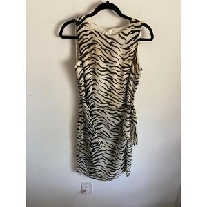 David Warren New York Zebra Print Sleeveless Faux Wrap Sheath Dress Size 6
